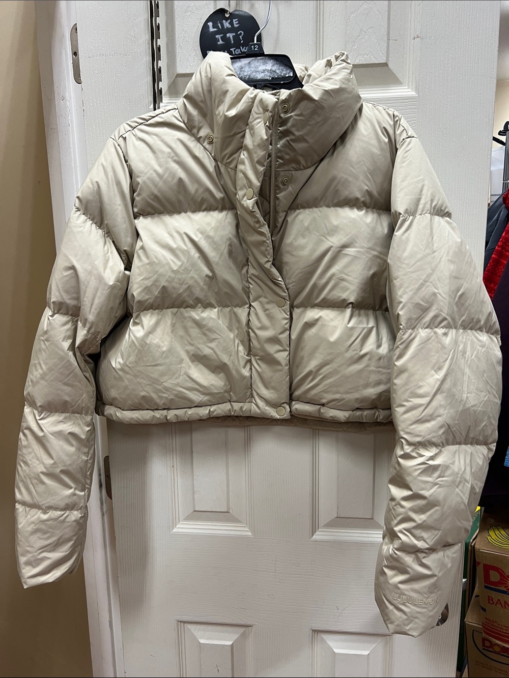 LULULEMON | Wunder Puff Super Cropped Puffer beige crop jacket/coat